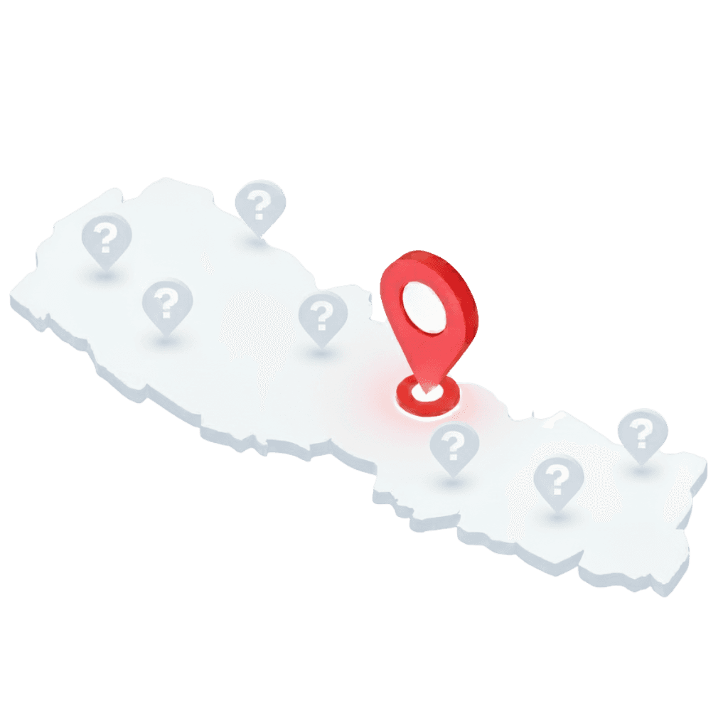 Nepal map showing elderly care service locations - currently serving Kathmandu, expanding nationwide